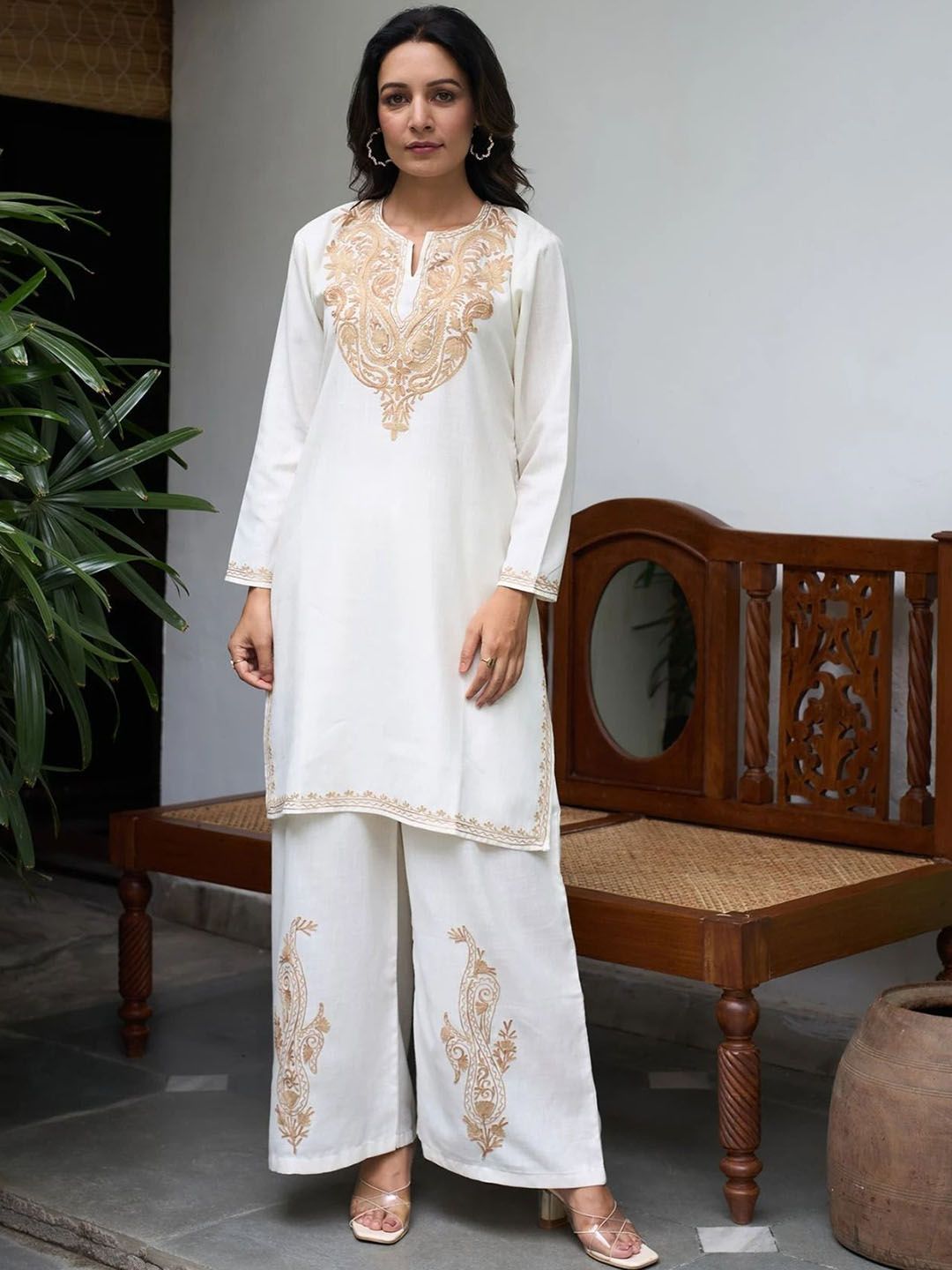 Kashmir Box Kashmiri Aari Embroidered Round Neck Co-Ord Set-picture-12