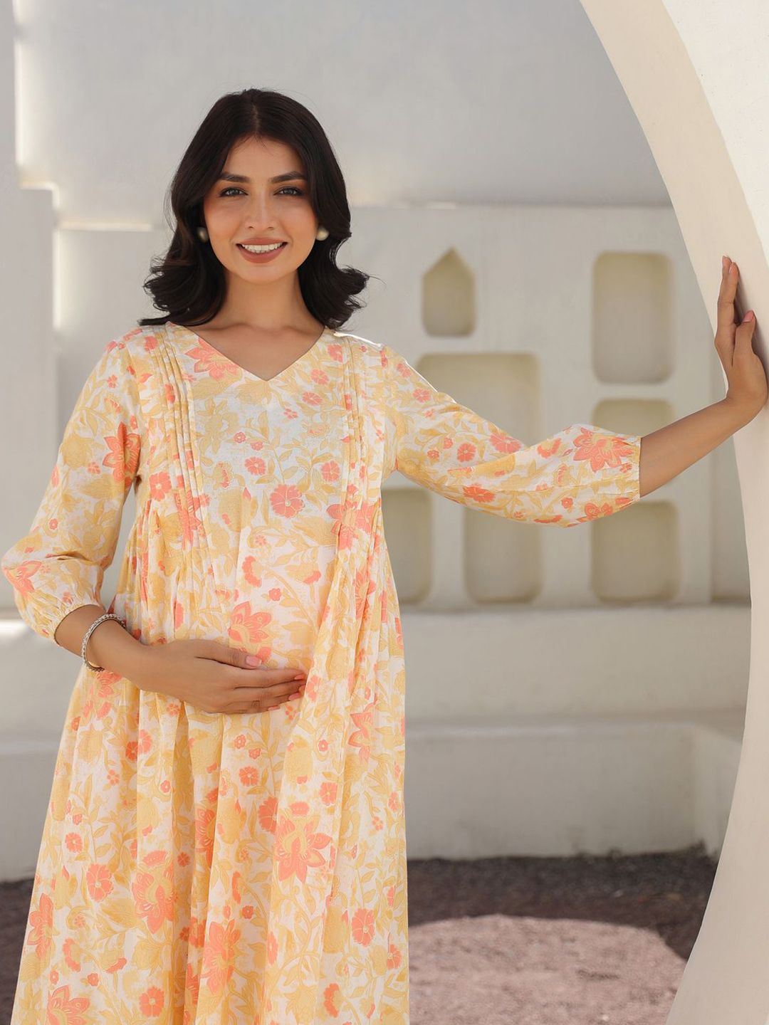 Janasya Women Floral Printed Maternity Kurta-image-27