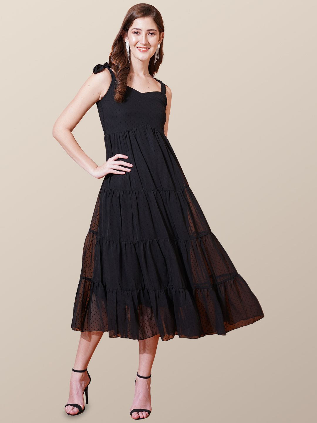 Chemistry Print Georgette Fit & Flare Midi Dress