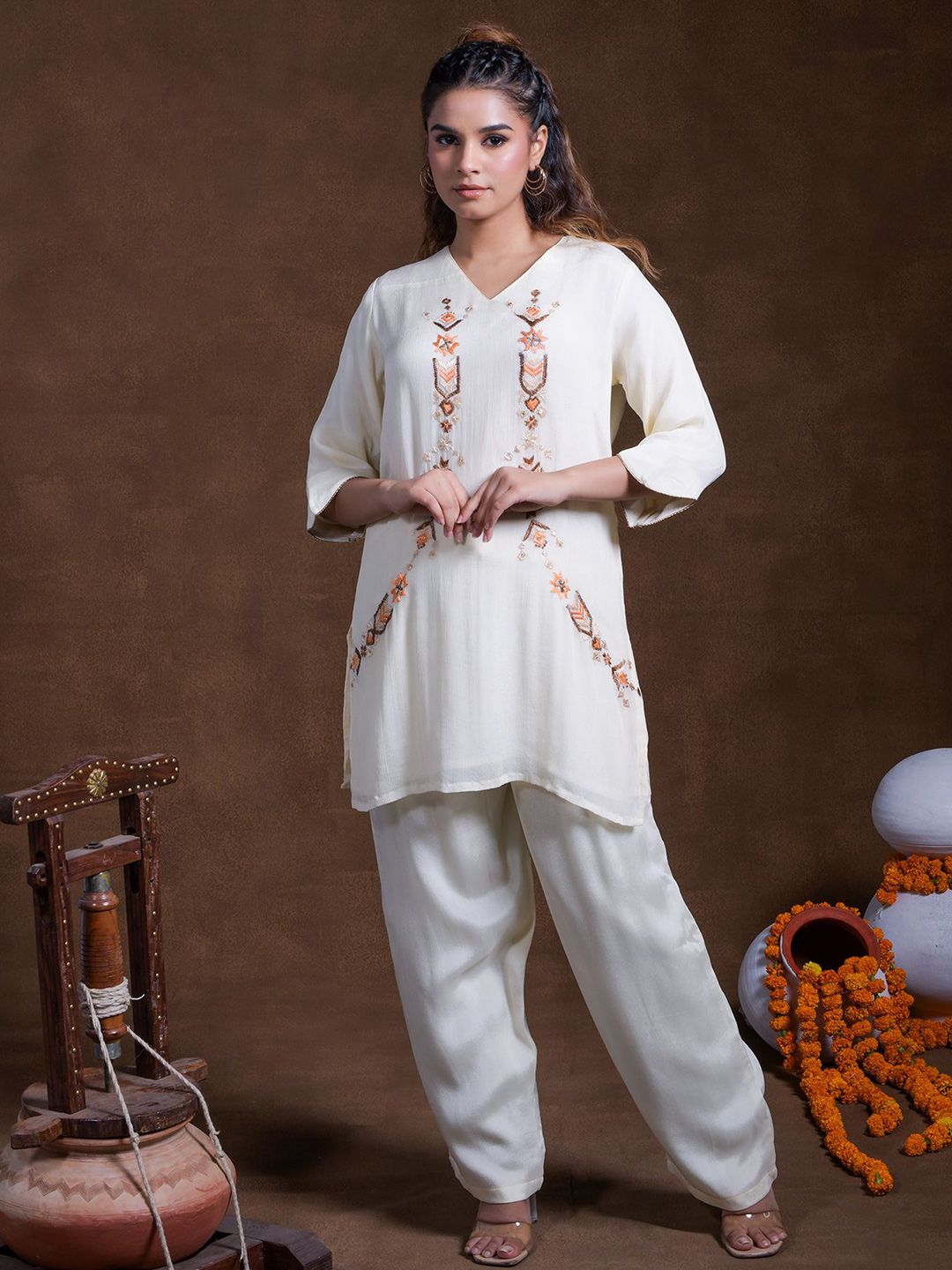 Phulkari Forever Women Handloom Chiffon Ethnic Palazzos-picture-11