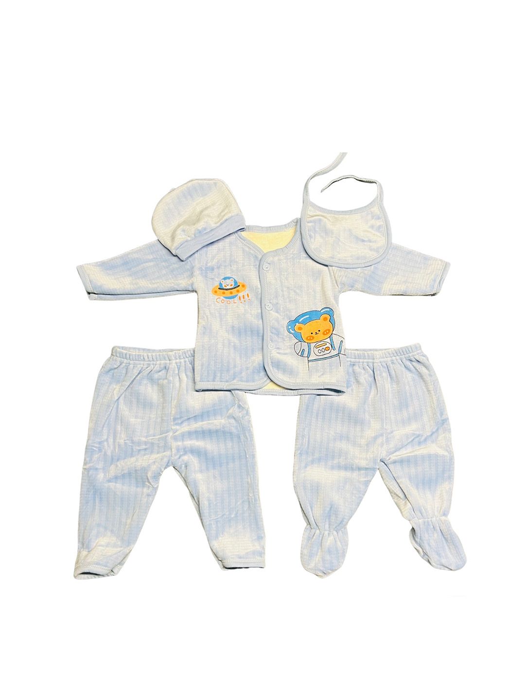 Fareto Infant Pack Of 5 Printed Pure Cotton Baby Apparel Gift Set
