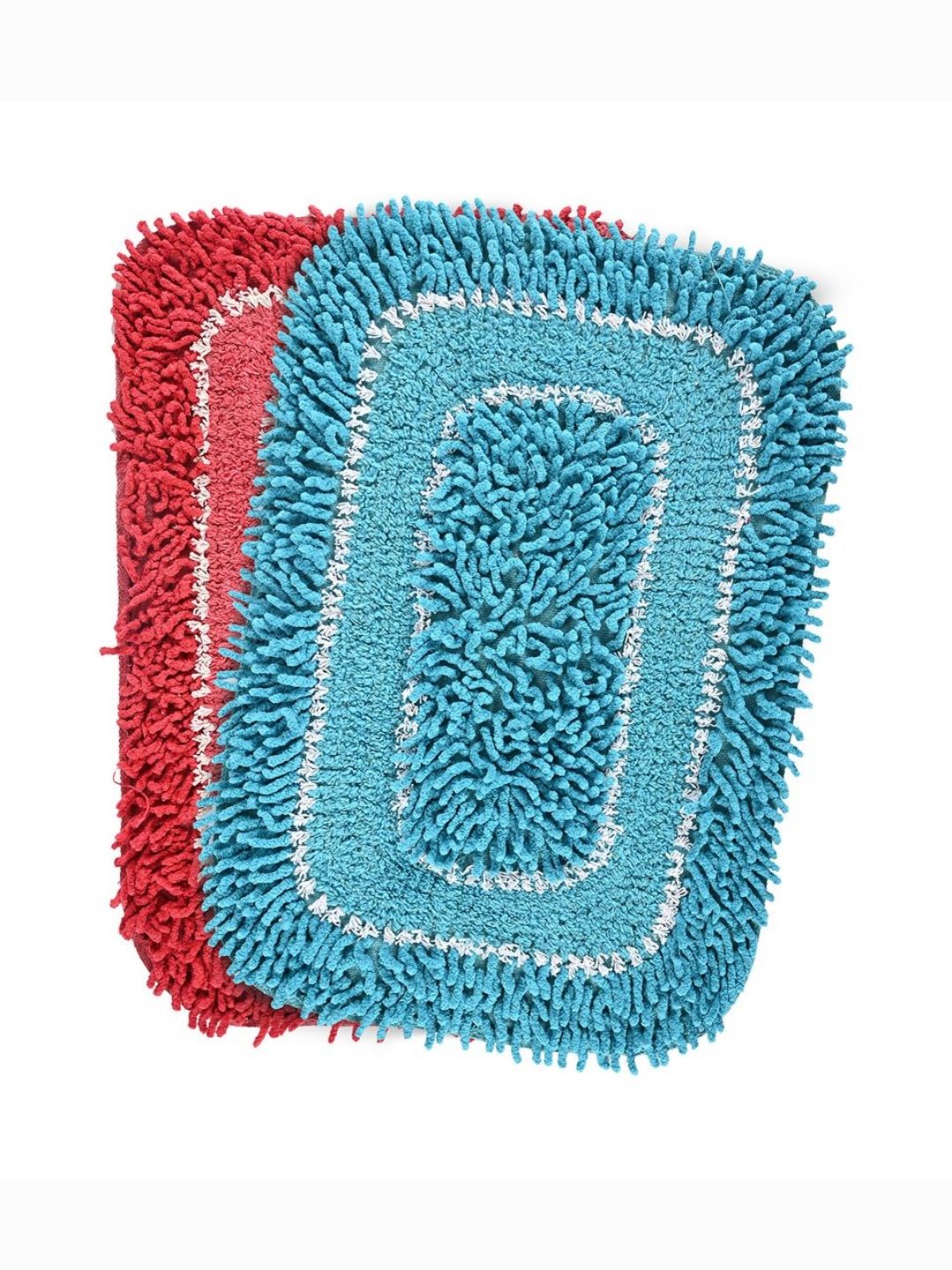 Aura Blue & Red 2 Pieces Microfibre Soft Durable Anti-Skid Shaggy Doormats-image-48