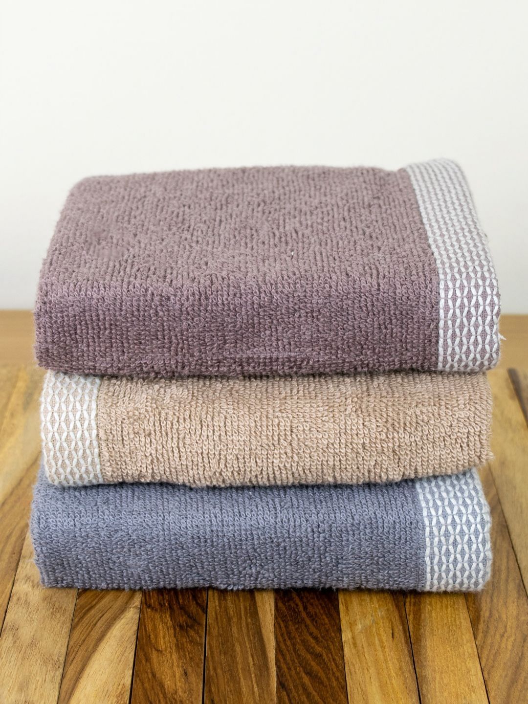 Myntra Elegant Homes 3Pcs Brown & Beige Organic Bamboo 550 GSM Face Towels-image-38