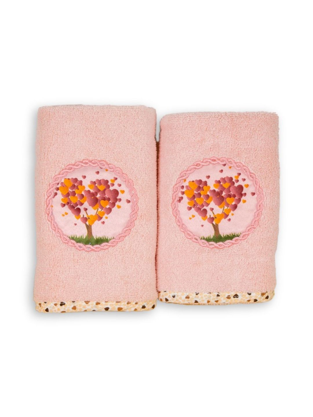 Myntra Elegant Homes 2 Pieces Peach & Orange Love Tree Printed Cotton 500 GSM Hand Towels-picture-16