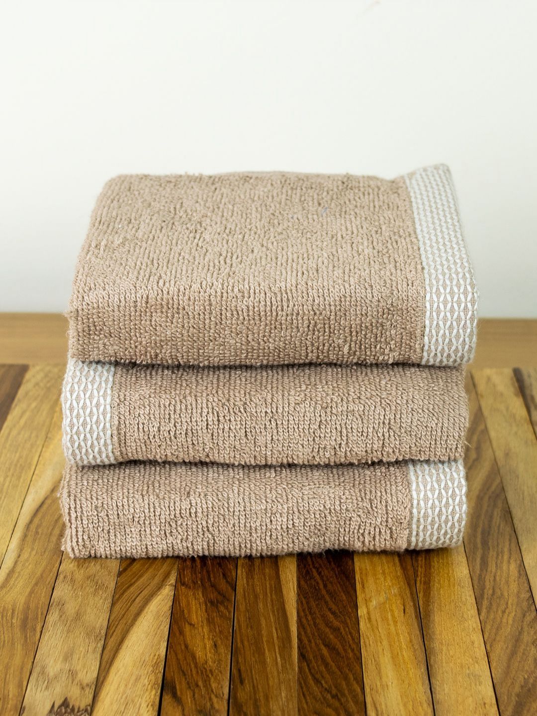 Myntra Elegant Homes 3Pcs Beige Organic Bamboo 550 GSM Face Towels-image-2