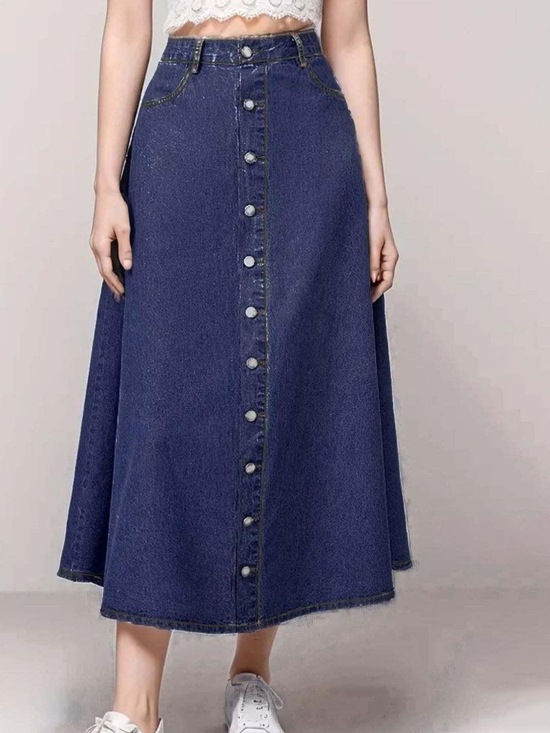 Tripursundari Fashion Women Denim A-Line Maxi Skirt-picture-17