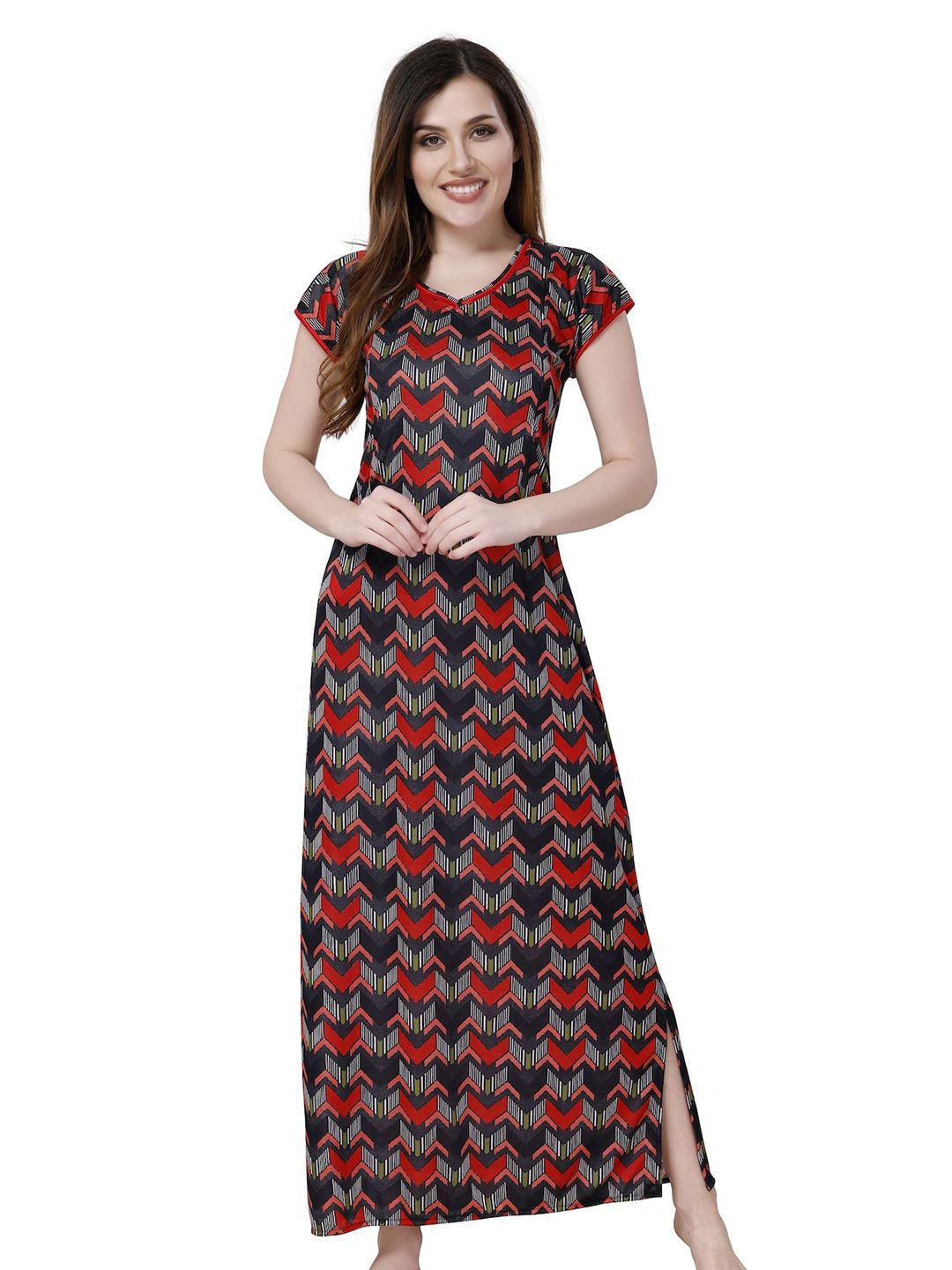 Piu Printed Maxi Maternity Nightdress-picture-34