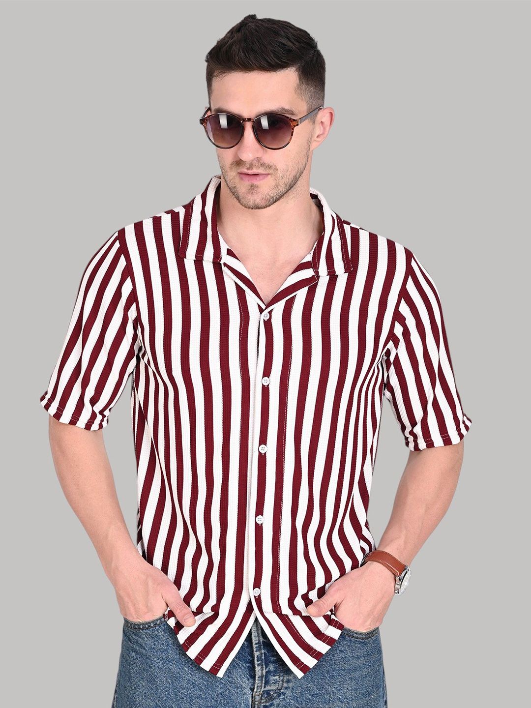 TRAQUILA Men Comfort Multi Stripes Opaque Striped Casual Shirt-picture-40