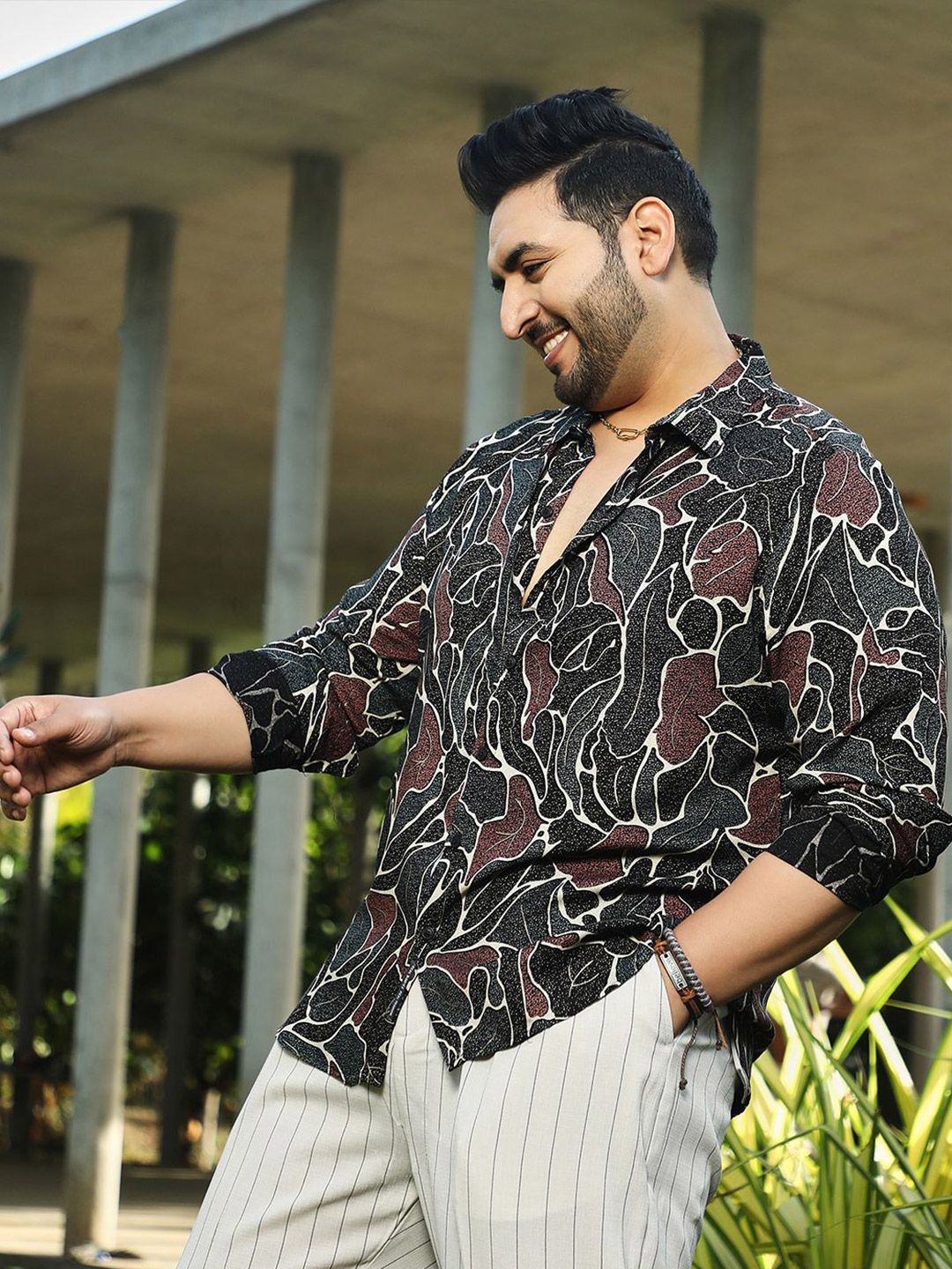 Instafab Plus Men Comfort Opaque Printed Casual Shirt-picture-35