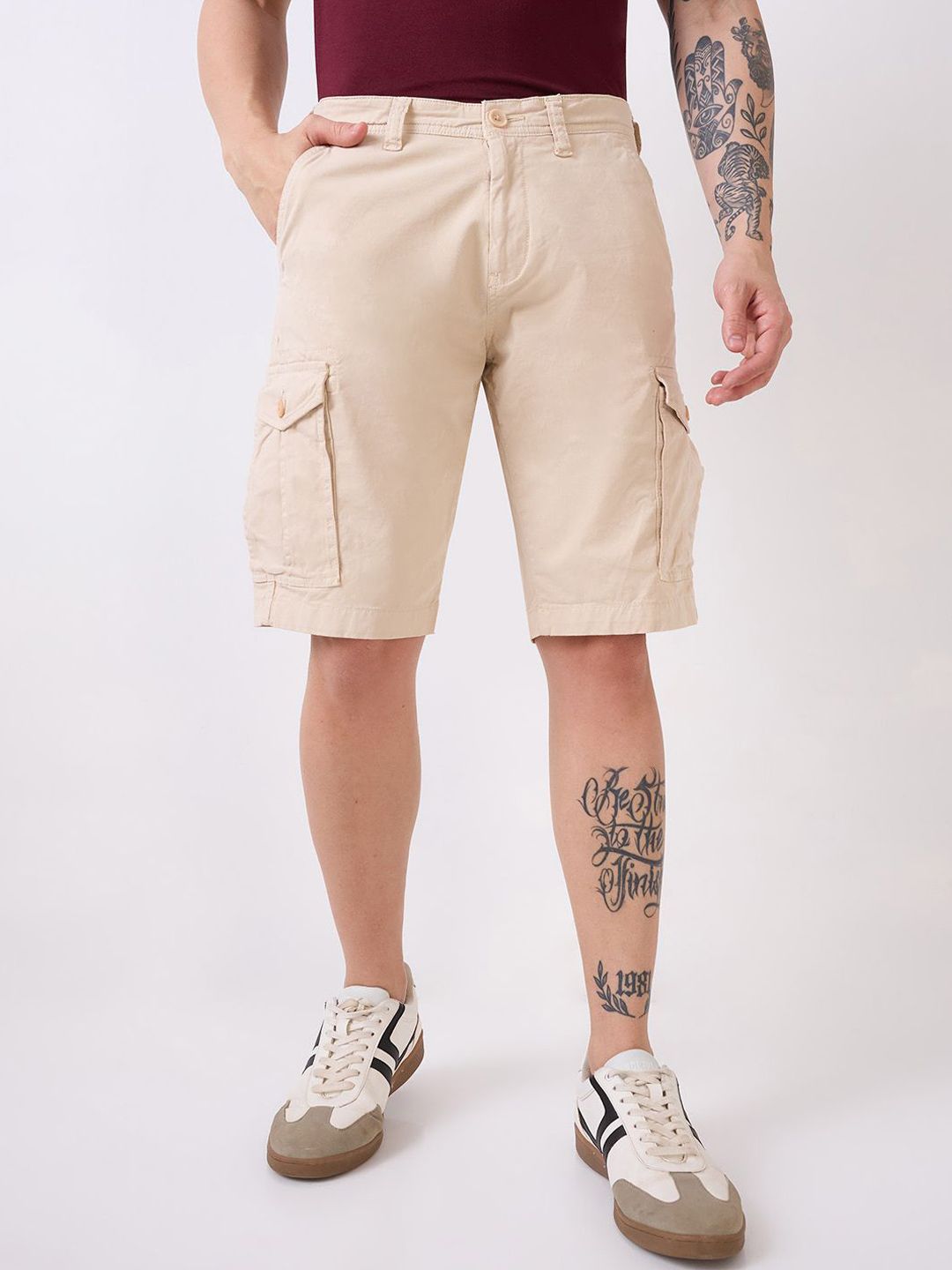 SPYKAR Men Regular Fit Mid-Rise Cotton Cargo Shorts-image-26