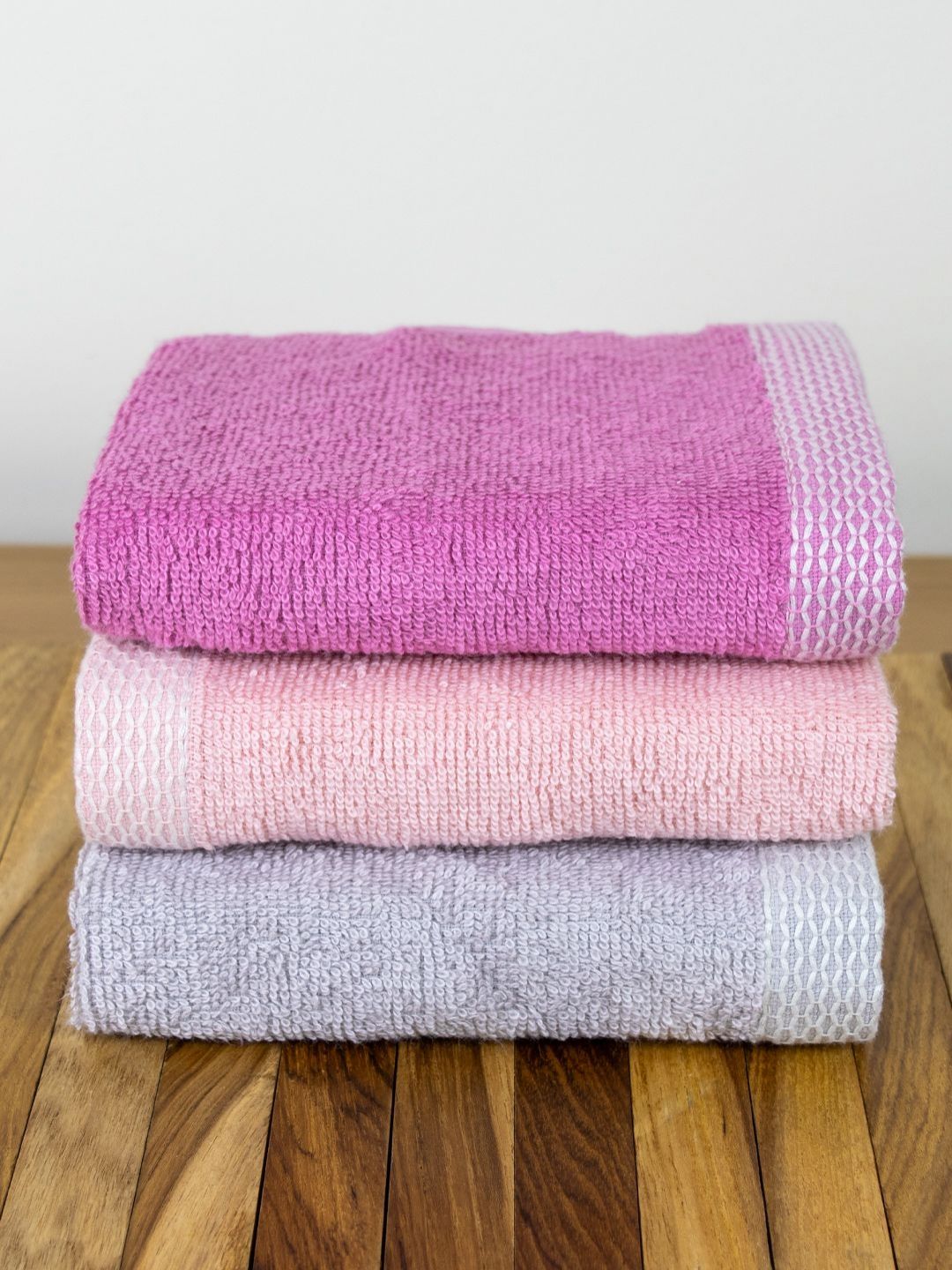 Myntra Elegant Homes 3Pcs Purple & Peach-Colored Organic Bamboo 550 GSM Face Towels-image-34