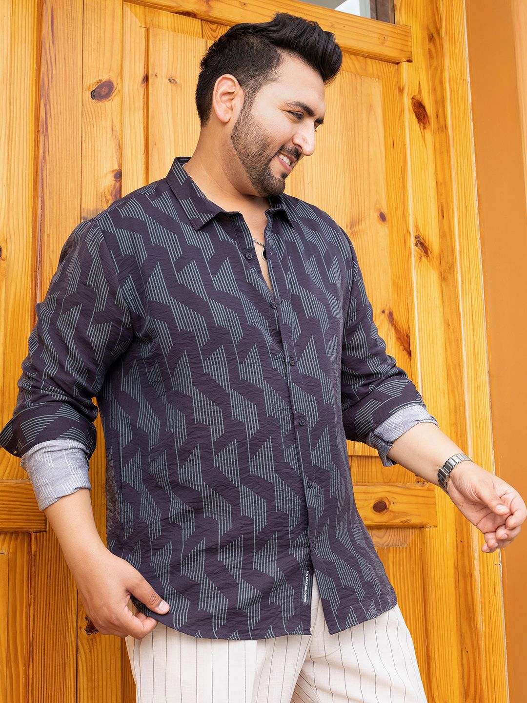 Instafab Plus Men Comfort Opaque Printed Casual Shirt-picture-23