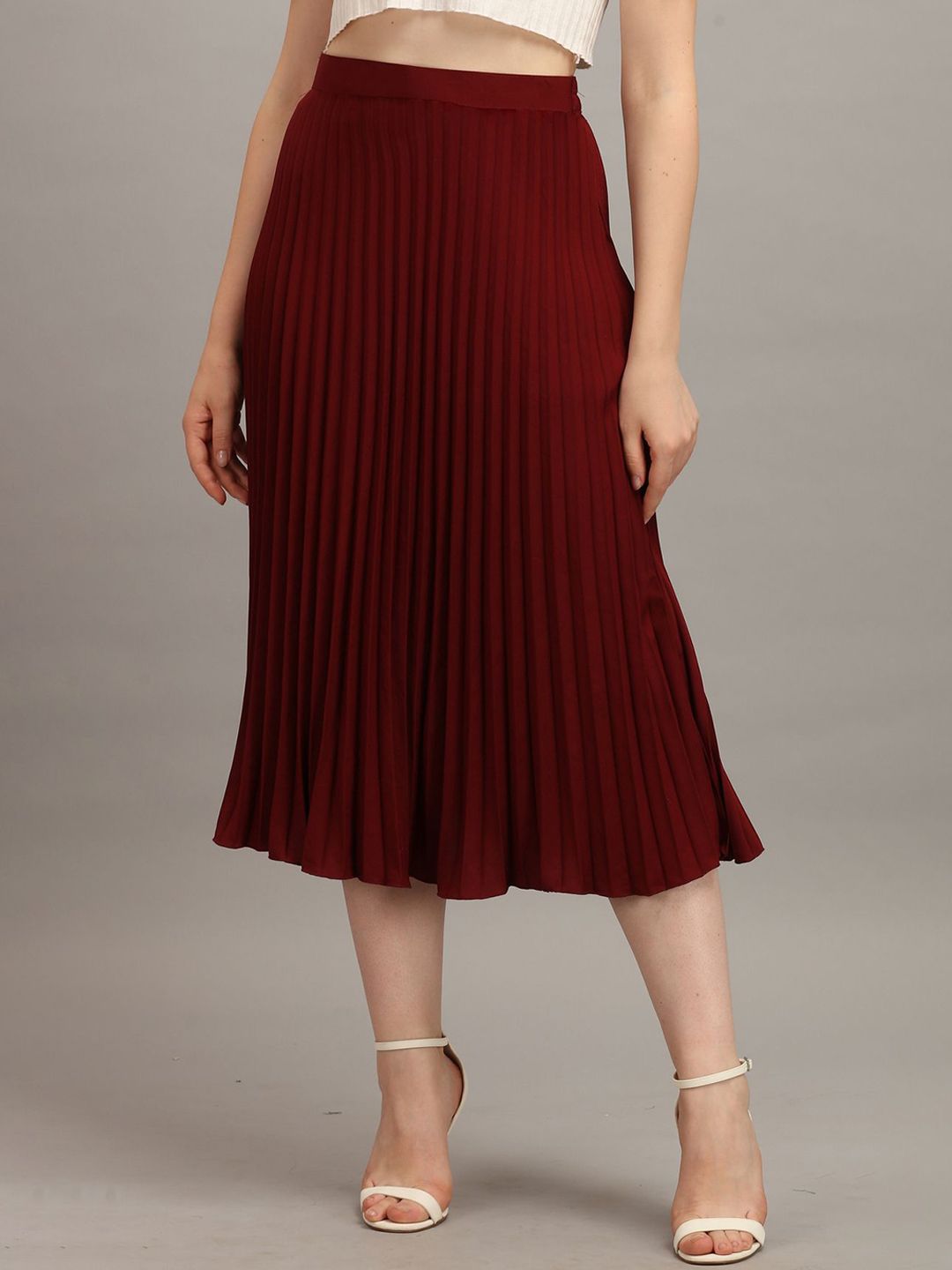 ZWERLON Women Pleated A-Line Midi Skirt-picture-22