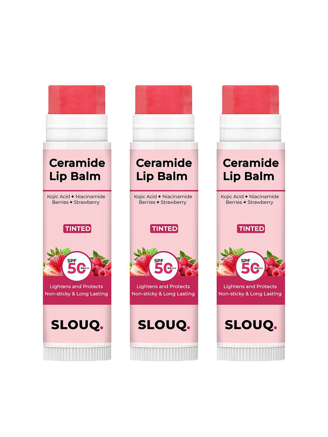 Slouq Set Of 3 Tinted Ceramide Lip Balm With Kojic Acid & SPF50 PA+++ - 5 g Each-picture-48