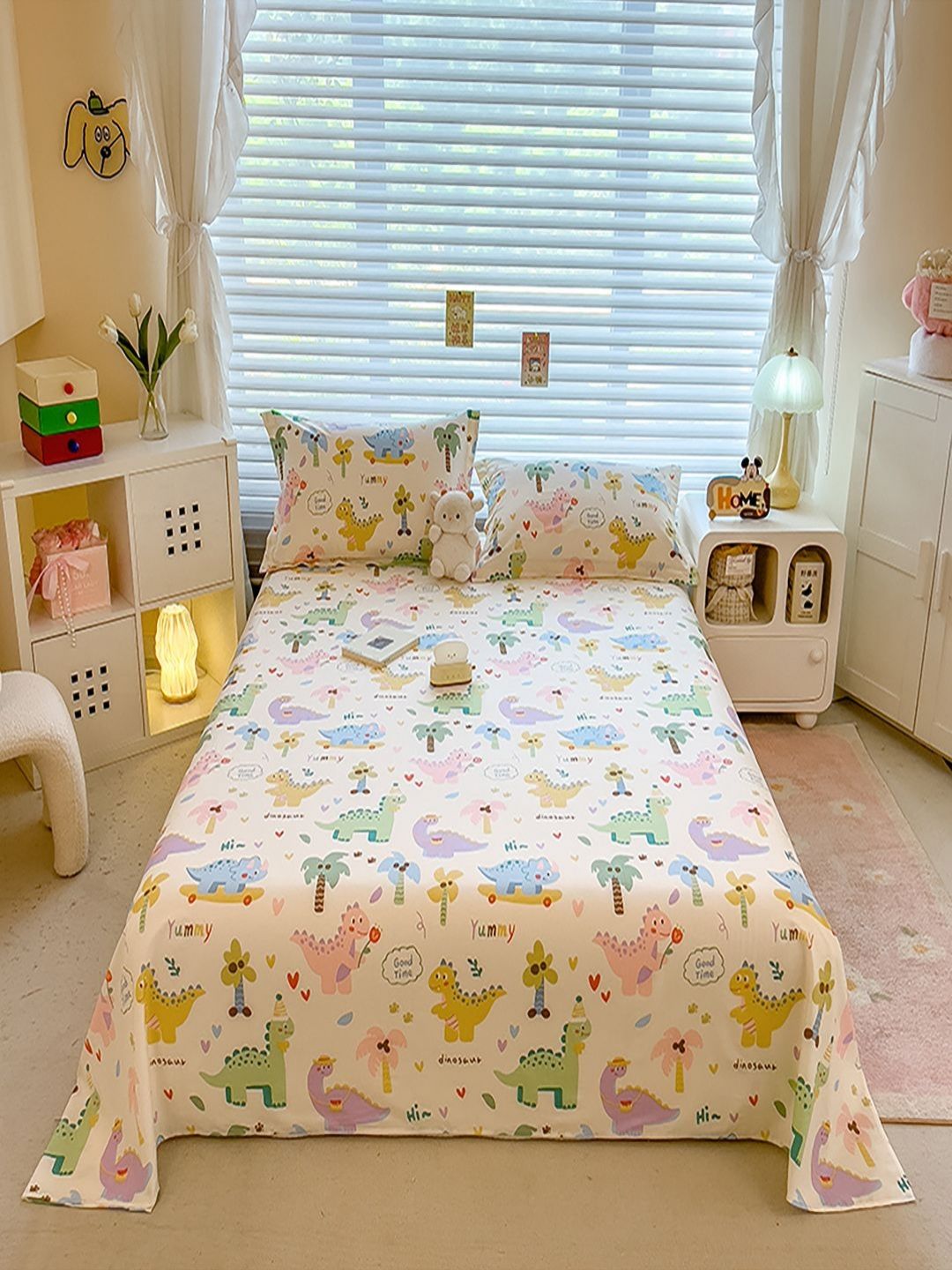 JC HOME White & Green Printed Pure Cotton 220 TC Super King Bedsheet Set 2.30 m x 2.50 m-image-17
