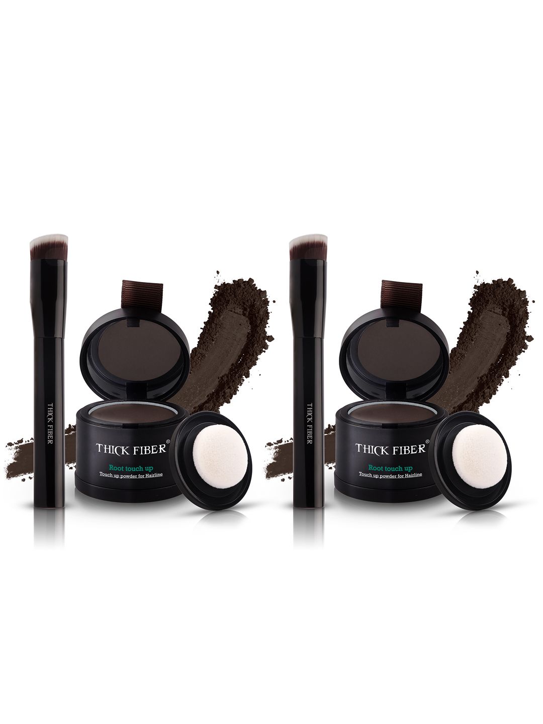 Thick Fiber Set of 2 Sweat Resistant Root Touch Up Powder 4 g each - Dark Brown-image-48
