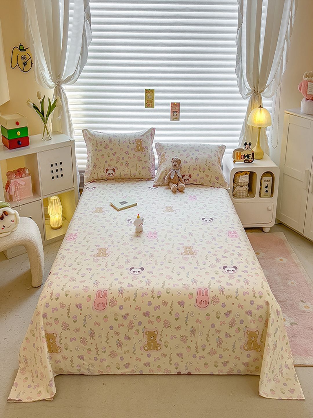 JC HOME White & Brown Graphic Printed 220 TC Cotton King Bedsheet Set 2.5 m x 2.3 m-picture-33