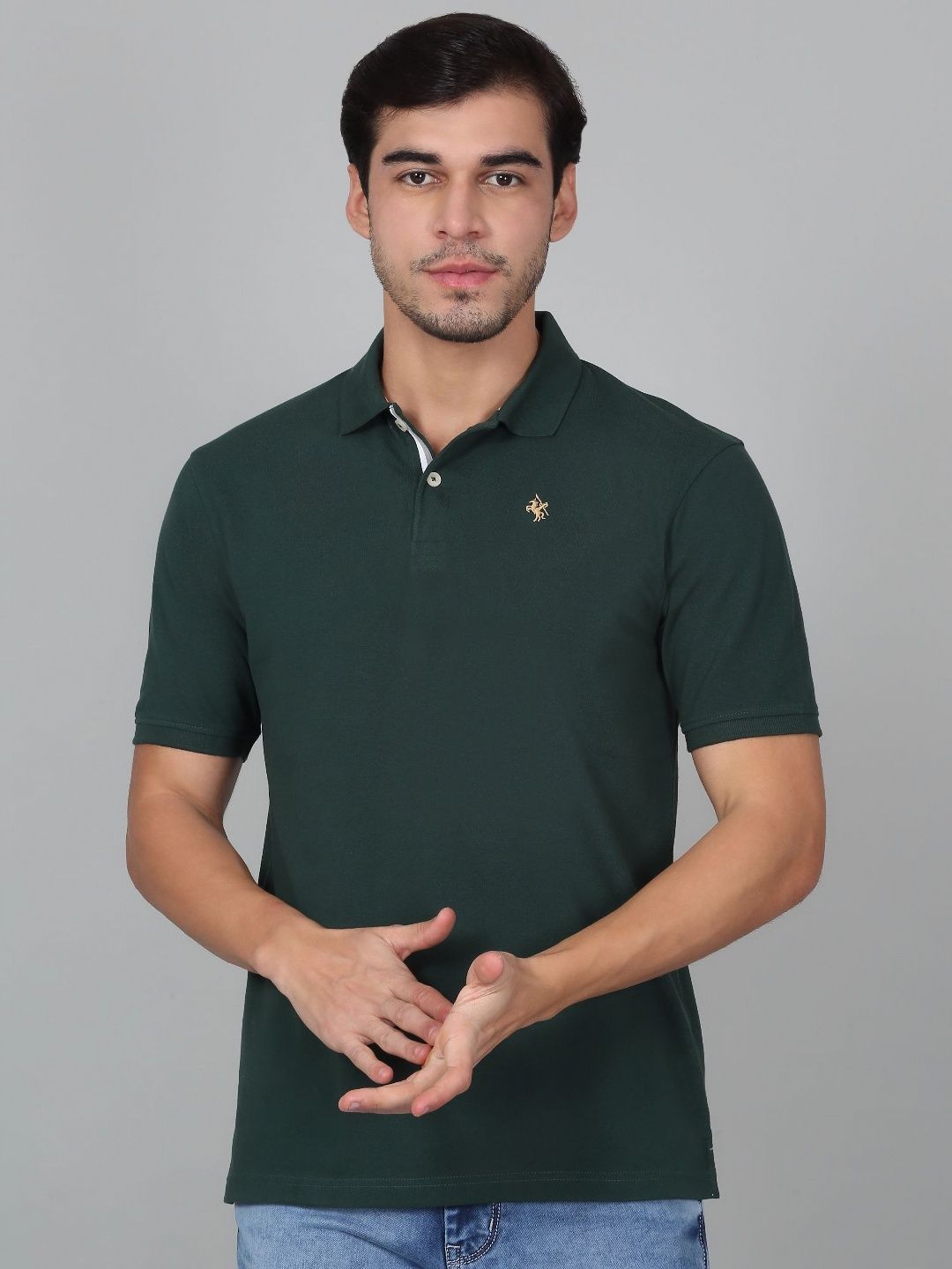 Cantabil Men Solid Polo Collar Cotton T-shirt-picture-38