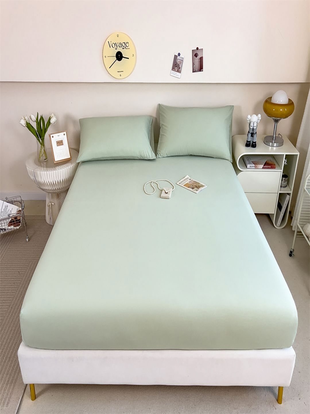 JC HOME Green 220 TC Pure Cotton King Bedsheet Set-1.8 m x 2.0 m-picture-38