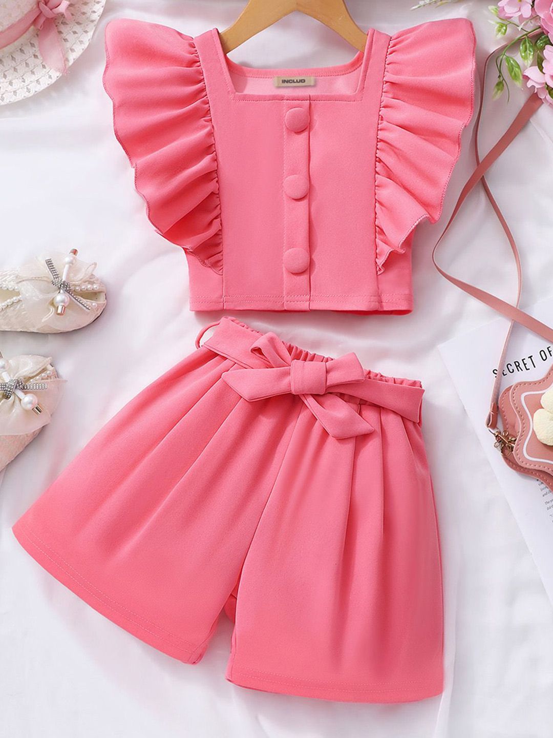 INCLUD Girls Square Neck Top With Shorts-picture-23