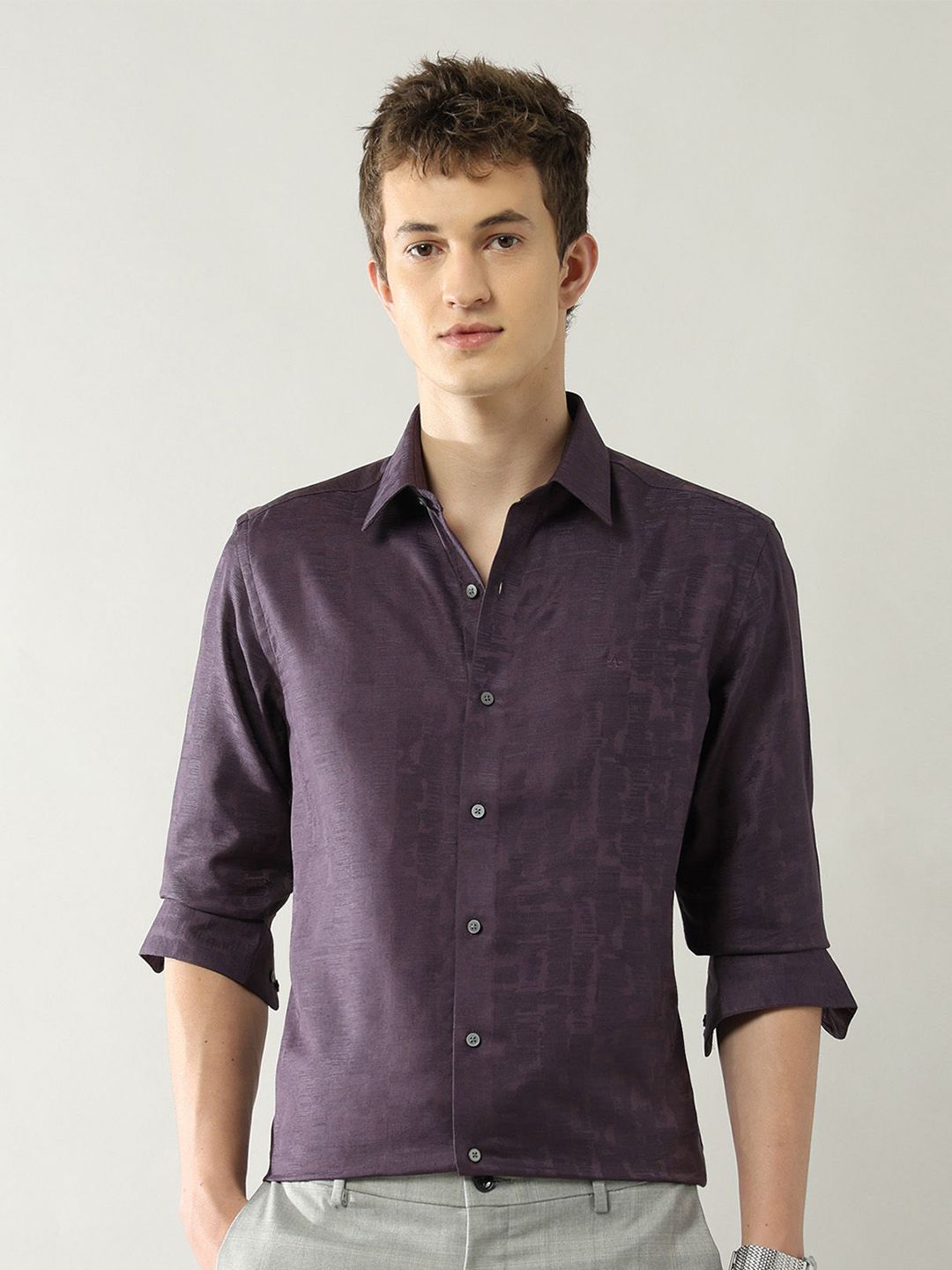 Arrow New York Men Slim Fit Spread Collar Textured Cotton Formal Shirt-picture-15