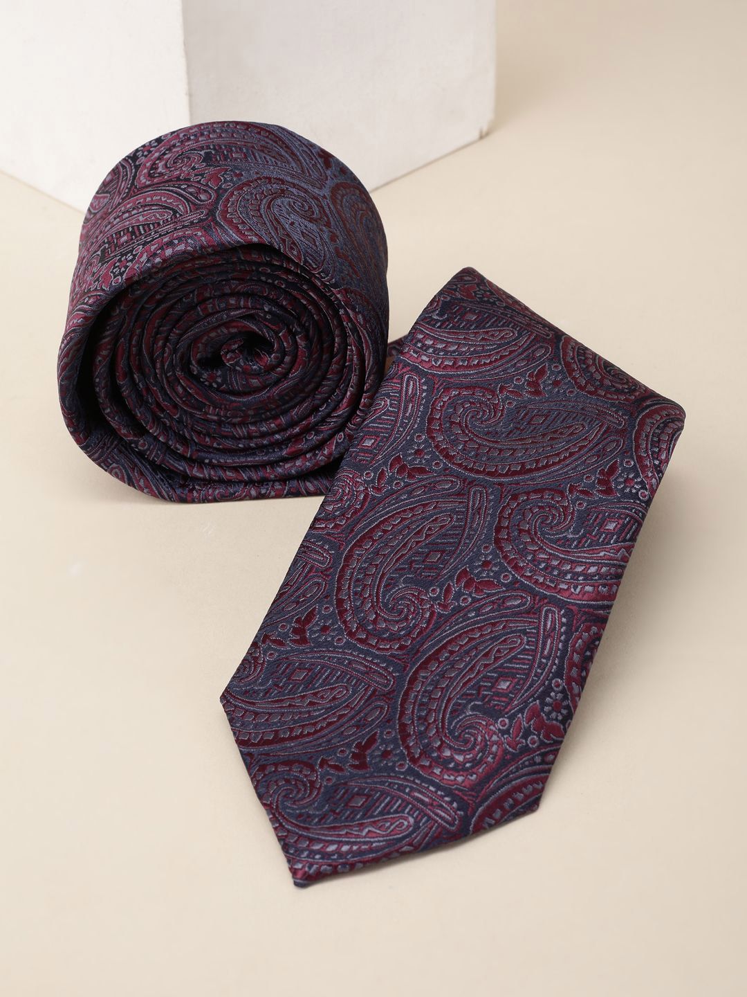 Louis Philippe Men Paisley Woven Design Board Tie-picture-37