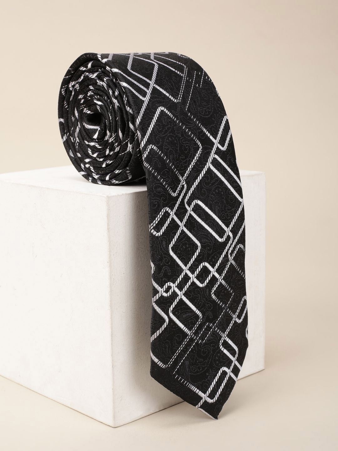 Louis Philippe Men Embroidered Woven Design Broad Tie-picture-35