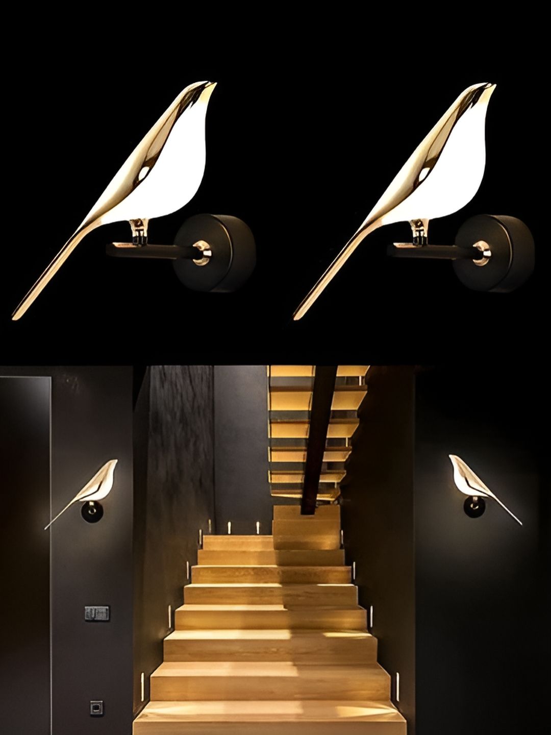 KINIS Gold-Toned & Black 2 Pieces Metal Abstract Shaped Wall Lamps-image-34