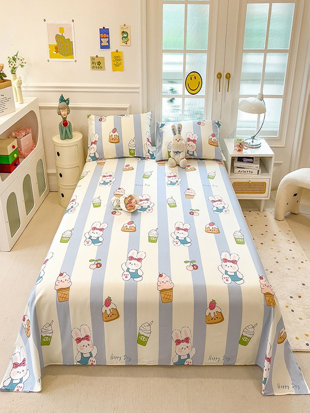 JC HOME Grey & Green Printed Cotton 220 TC King Size Bedsheet Set 2.30 m x 2.50 m-picture-22