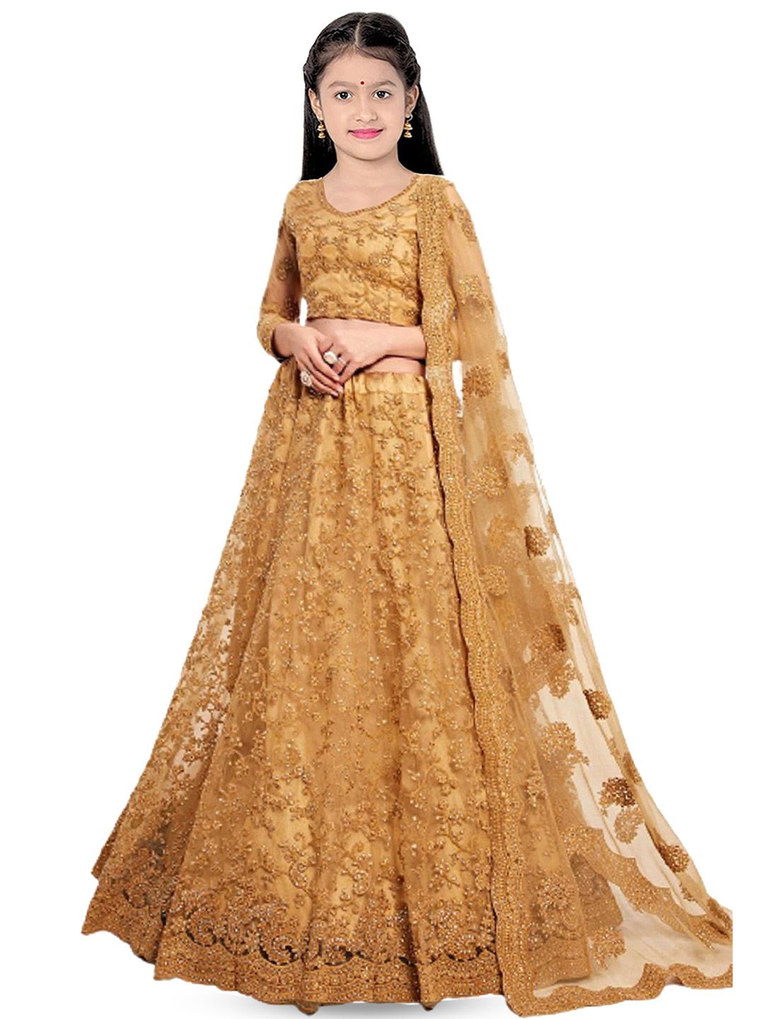 BAESD Girls Embroidered Thread Work Semi-Stitched Lehenga & Unstitched Blouse With Dupatta-picture-17