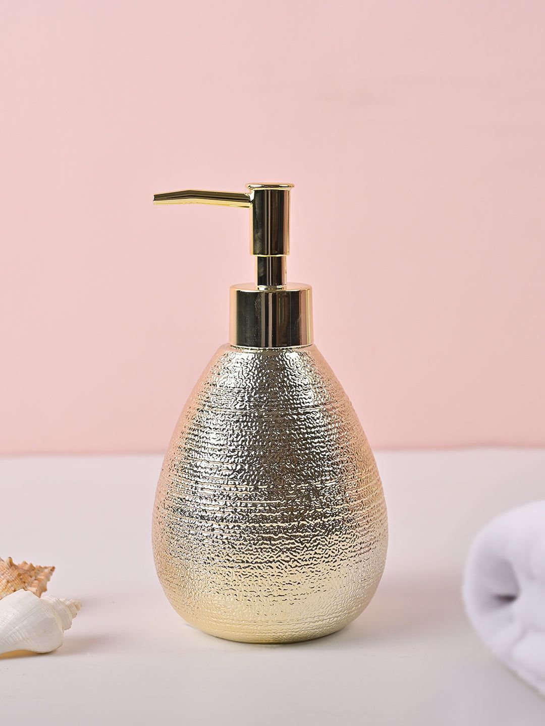 MARKET99 VON CASA Gold-Toned Abstract Stoneware Soap Dispenser