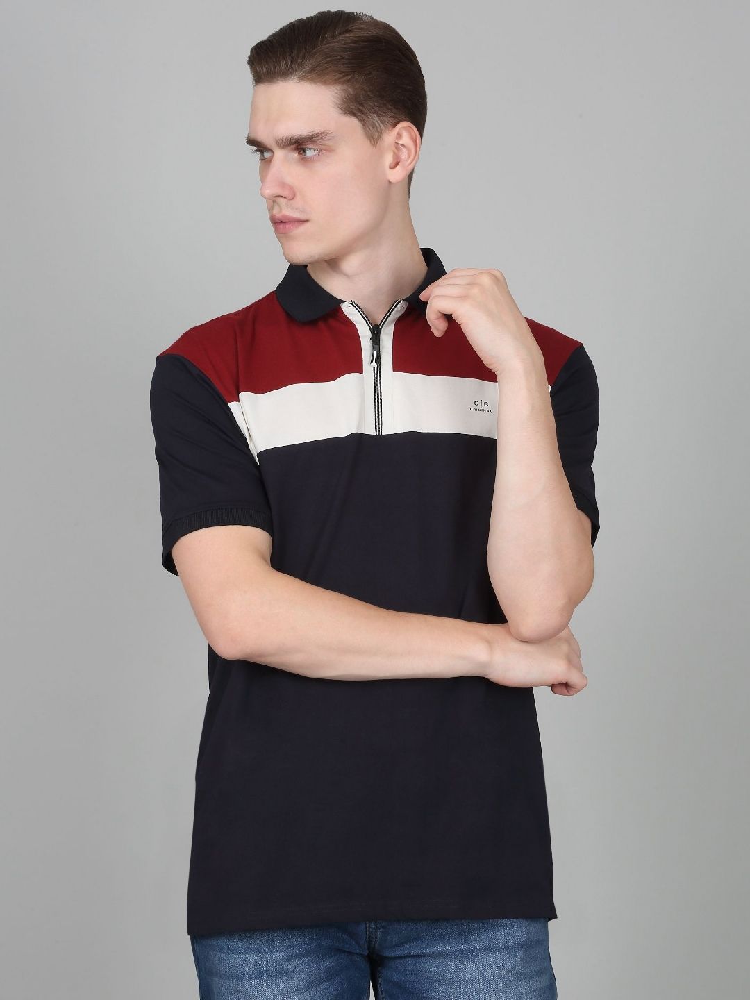 Cantabil Men Colourblocked Polo Collar Cotton T-shirt-picture-17