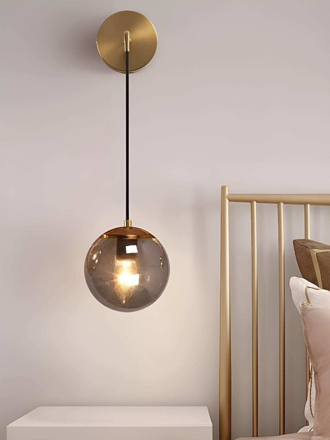 KINIS Gold-Toned and Grey Metal Spherical Shaped Wall Lamp-picture-11