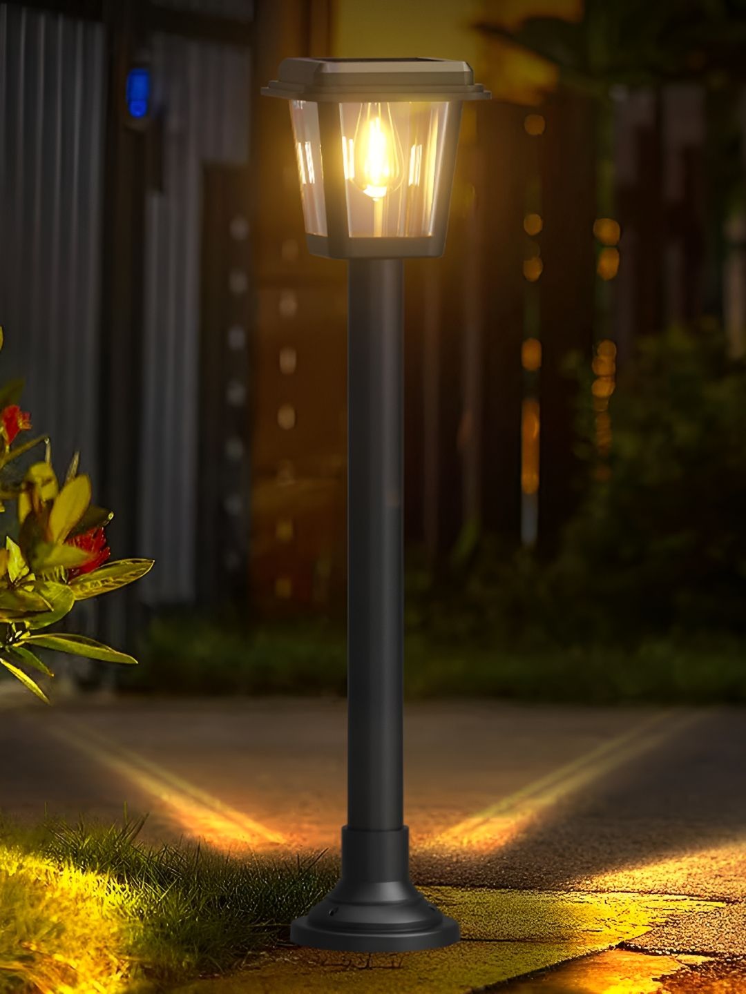 XERGY Black & Black Textured Frustum Shaped Outdoor Heat Resistant Solar Light-picture-45