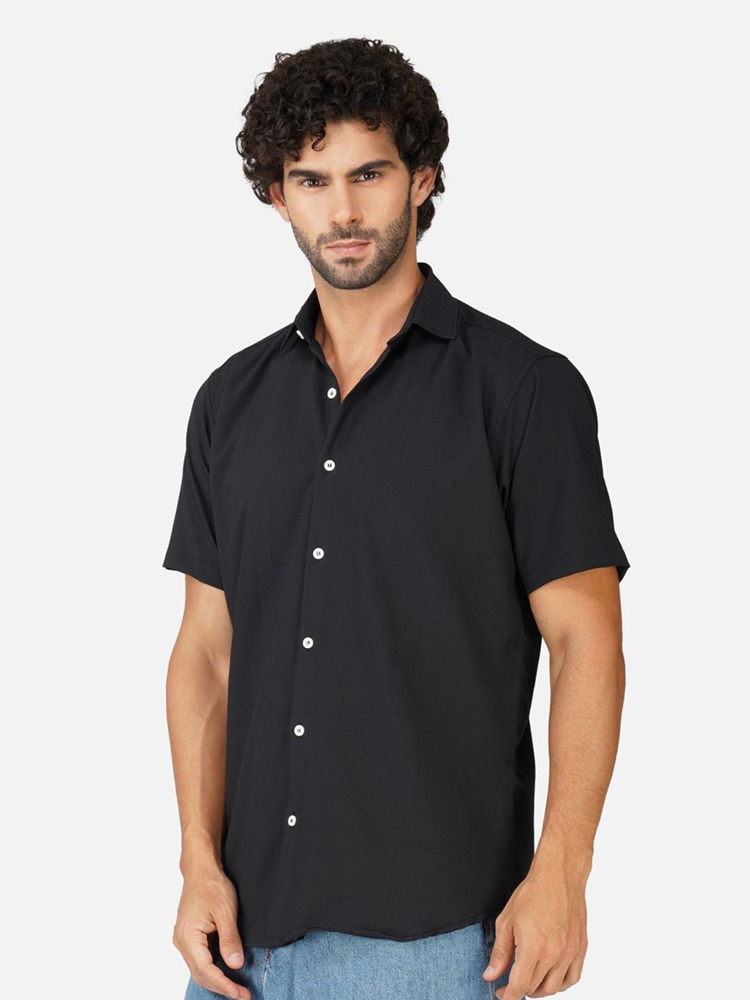BASE 41 Men Spread Collar Solid Casual Shirt-picture-29