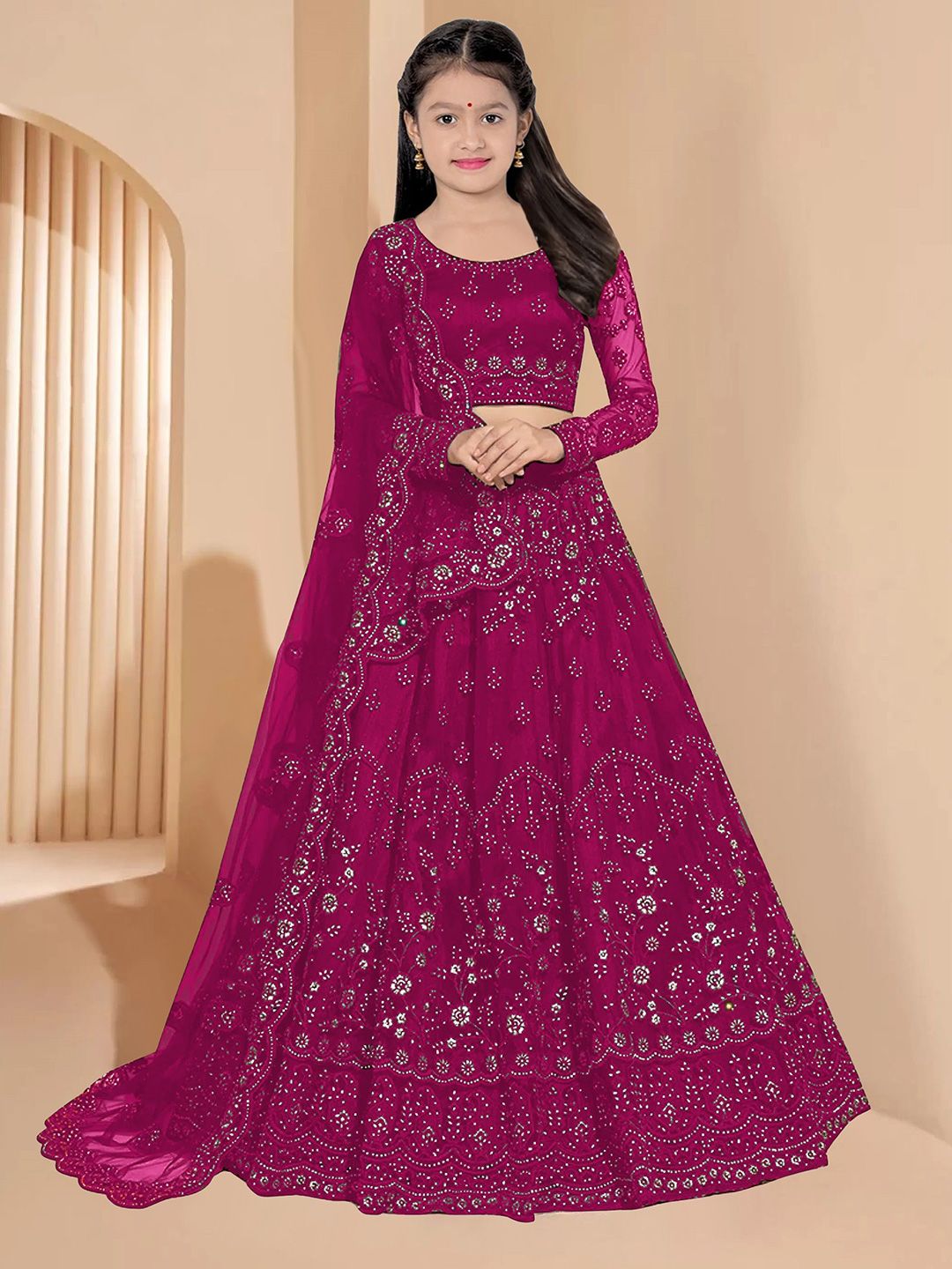 BAESD Embroidered Sequnnied Semi-Stitched Lehenga & Unstitched Blouse With Dupatta-picture-11