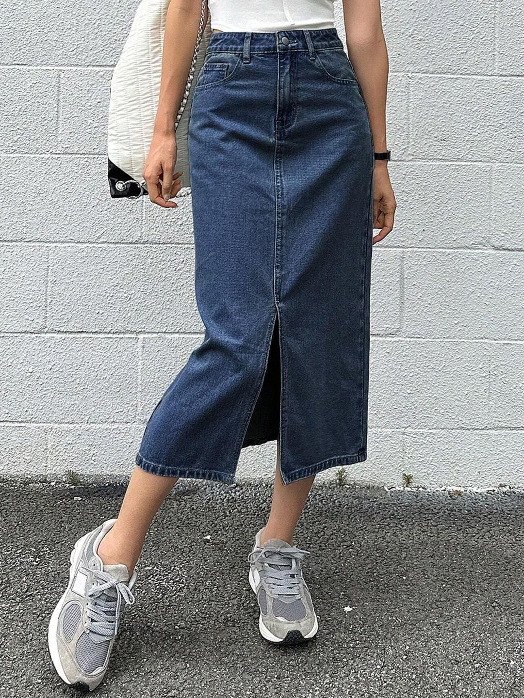 dolsia Women Denim Pencil Midi Skirt-picture-10