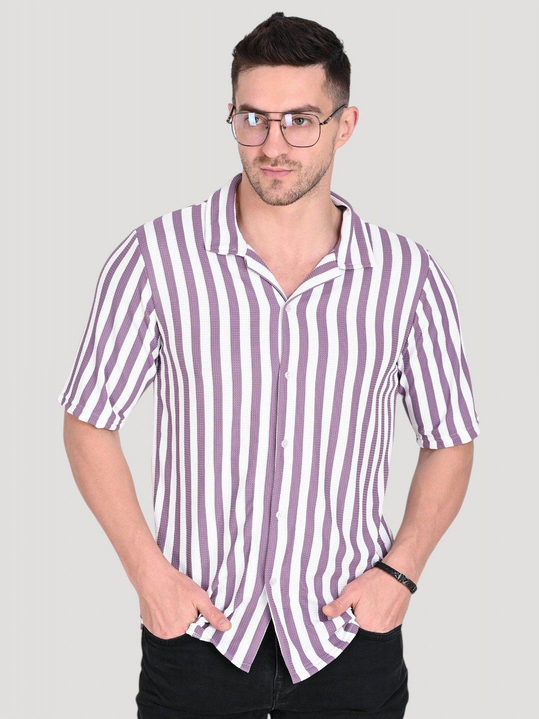 TRAQUILA Men Striped Polo Collar T-shirt-picture-56
