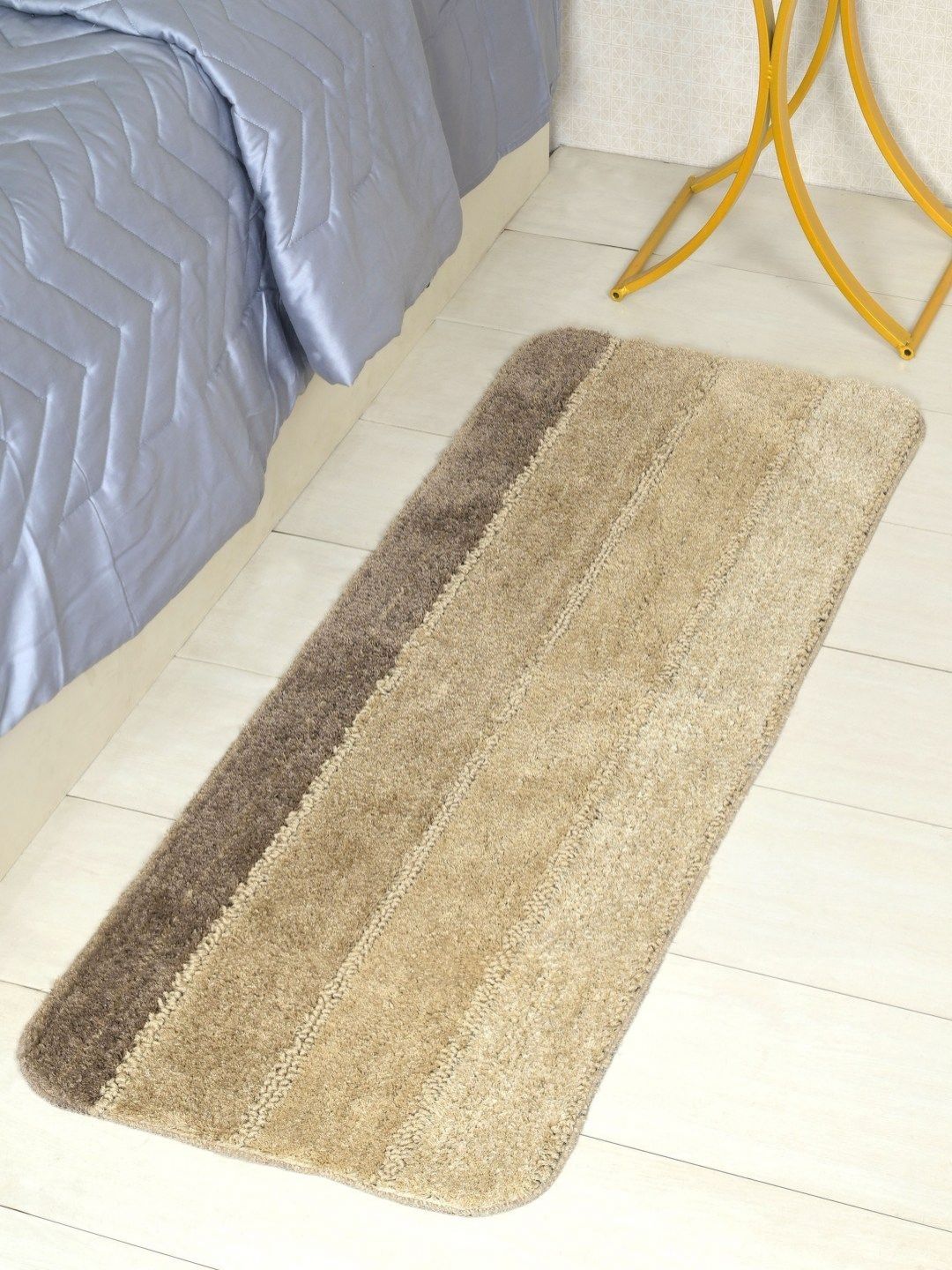 Saral Home Beige & Brown Striped Anti Slip Microfiber Runner-picture-33