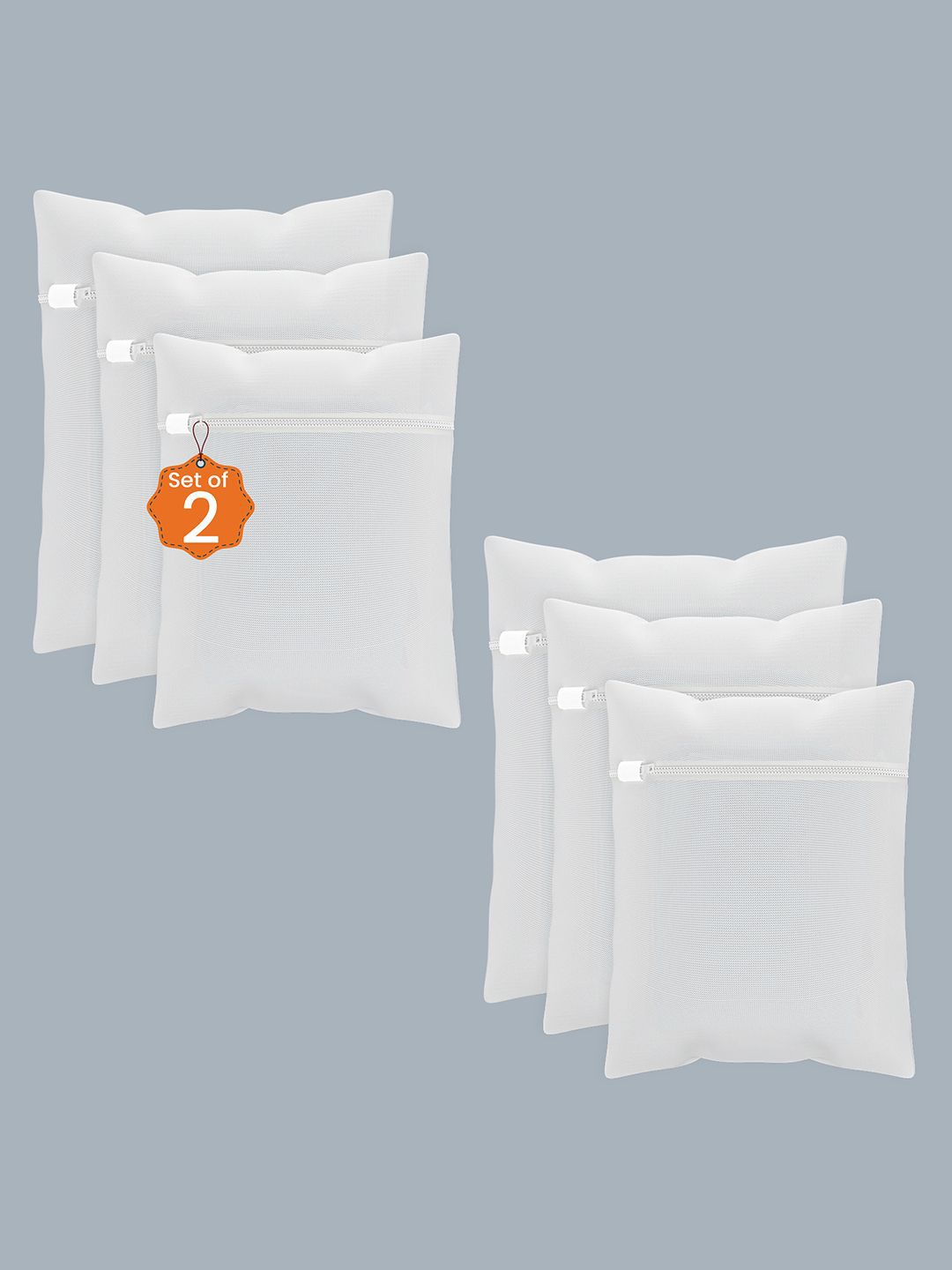 Kuber Industries White 6 Pieces Reusable Rectangular Durable Laundry Bags With Zipper-image-17