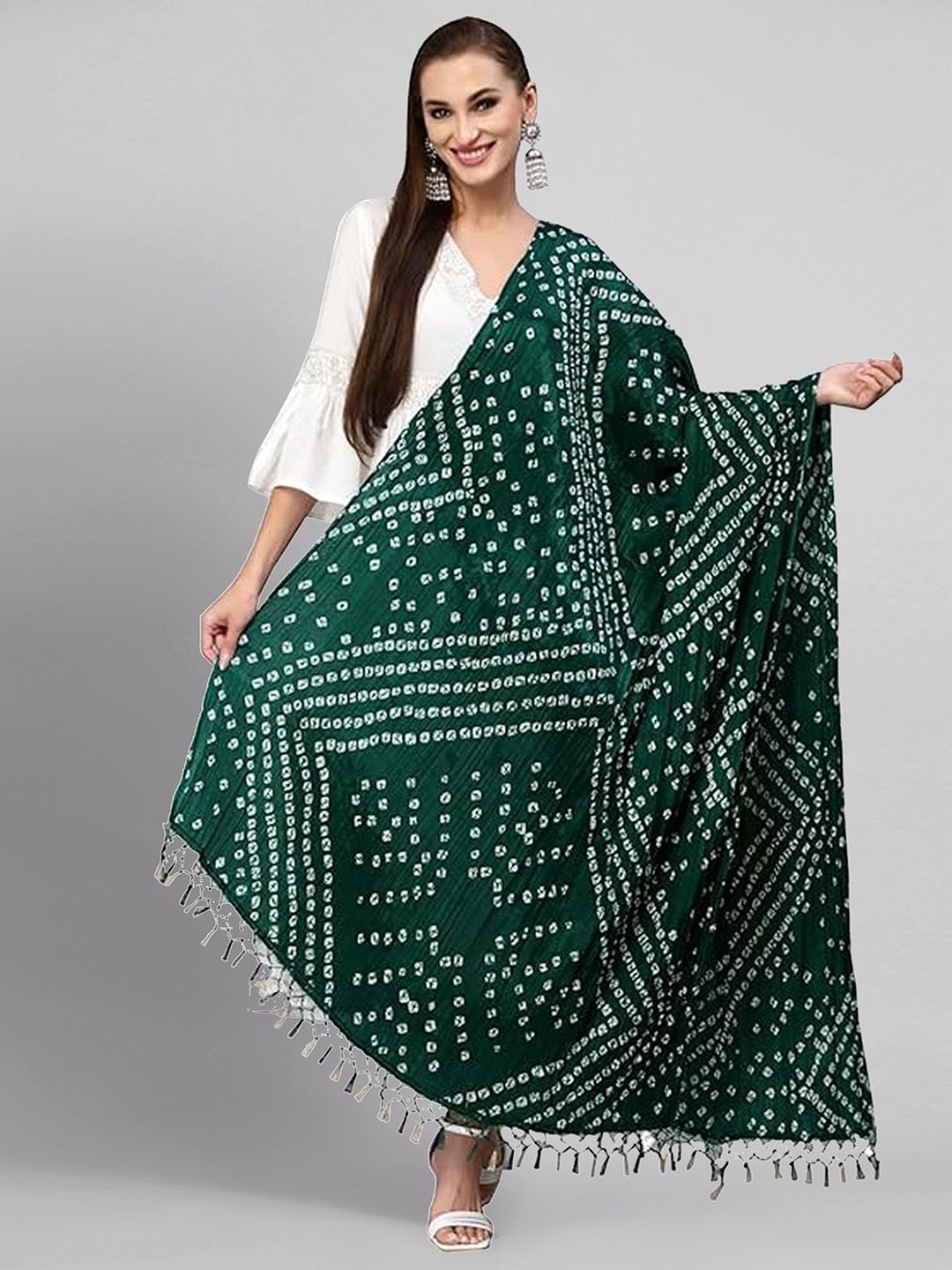 Trendmalls Bandhani Printed Cotton Chinon Silk Dupatta-picture-42