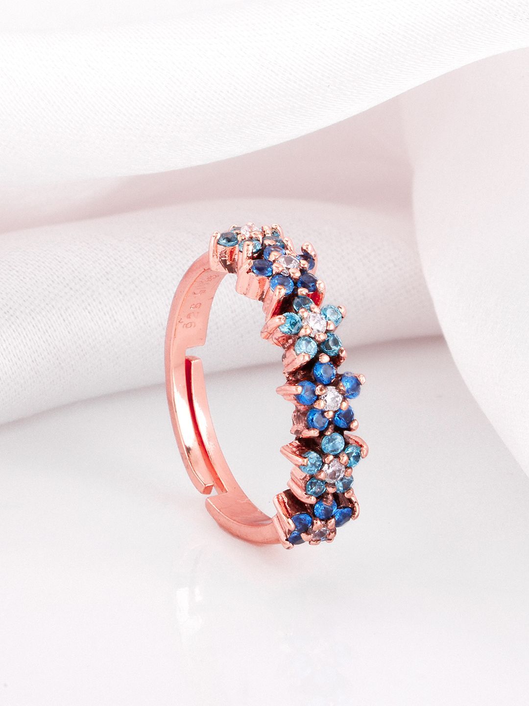 GIVA 925 Sterling Silver Rose Gold Plated Stones Studded Glinting Crown Ring-image-13
