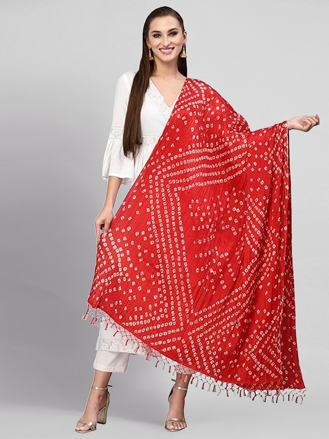 Trendmalls Bandhani Printed Cotton Chinon Silk Dupatta-picture-28
