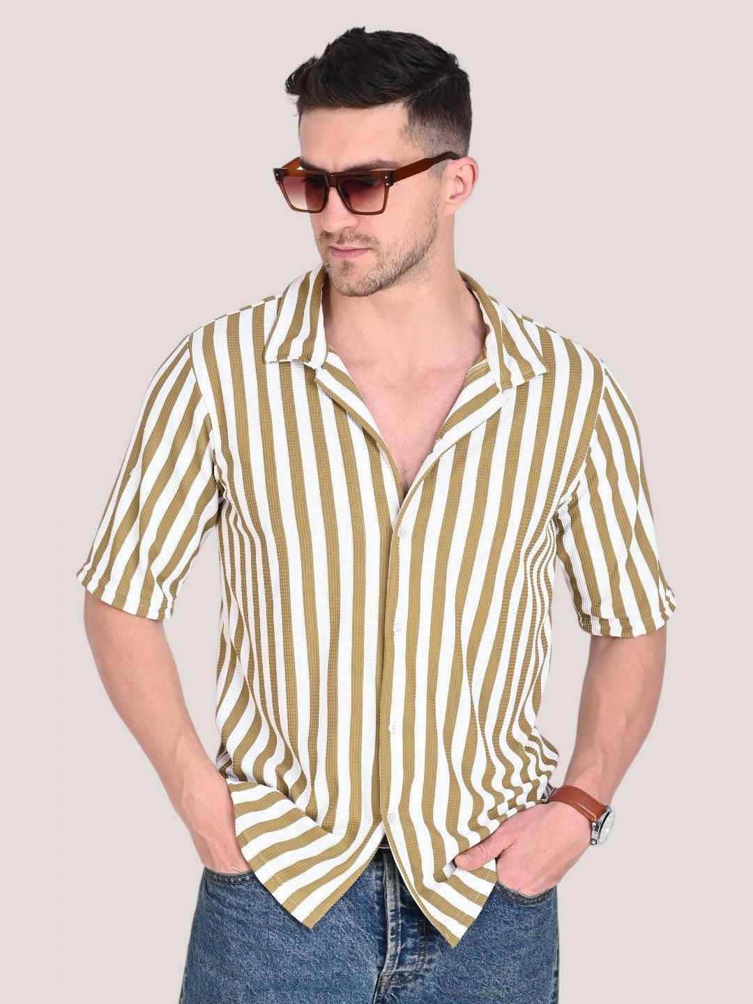 TRAQUILA Men Striped Polo Collar T-shirt-picture-39