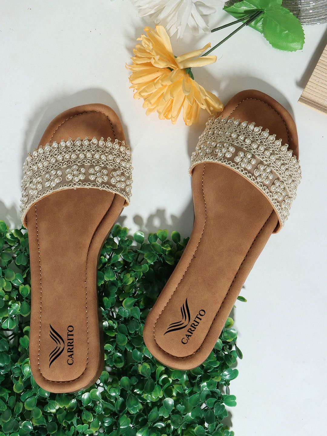 carrito Women Ethnic-Embellished Open Toe Flats-picture-16