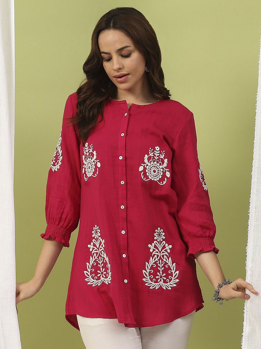 Nayam By Lakshita Embroidered Above Knee Cotton Tunic for Women-picture-19