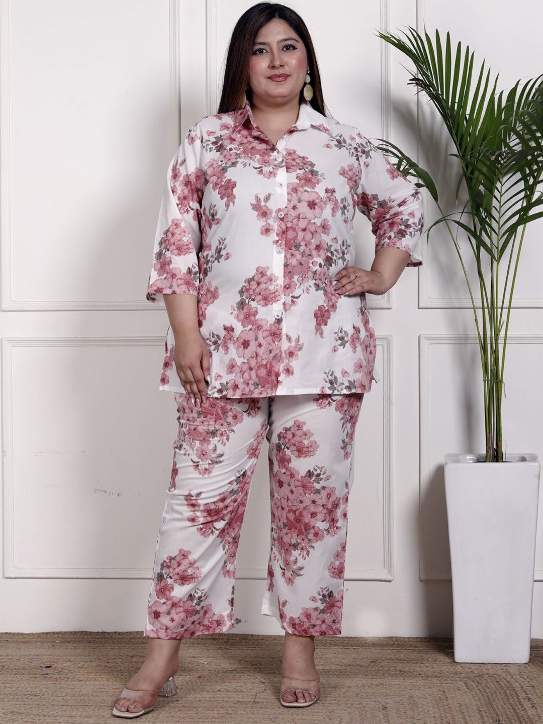 KALINI Floral Printed Shirt Collar Pure Cotton Shirt With Trouser-picture-12