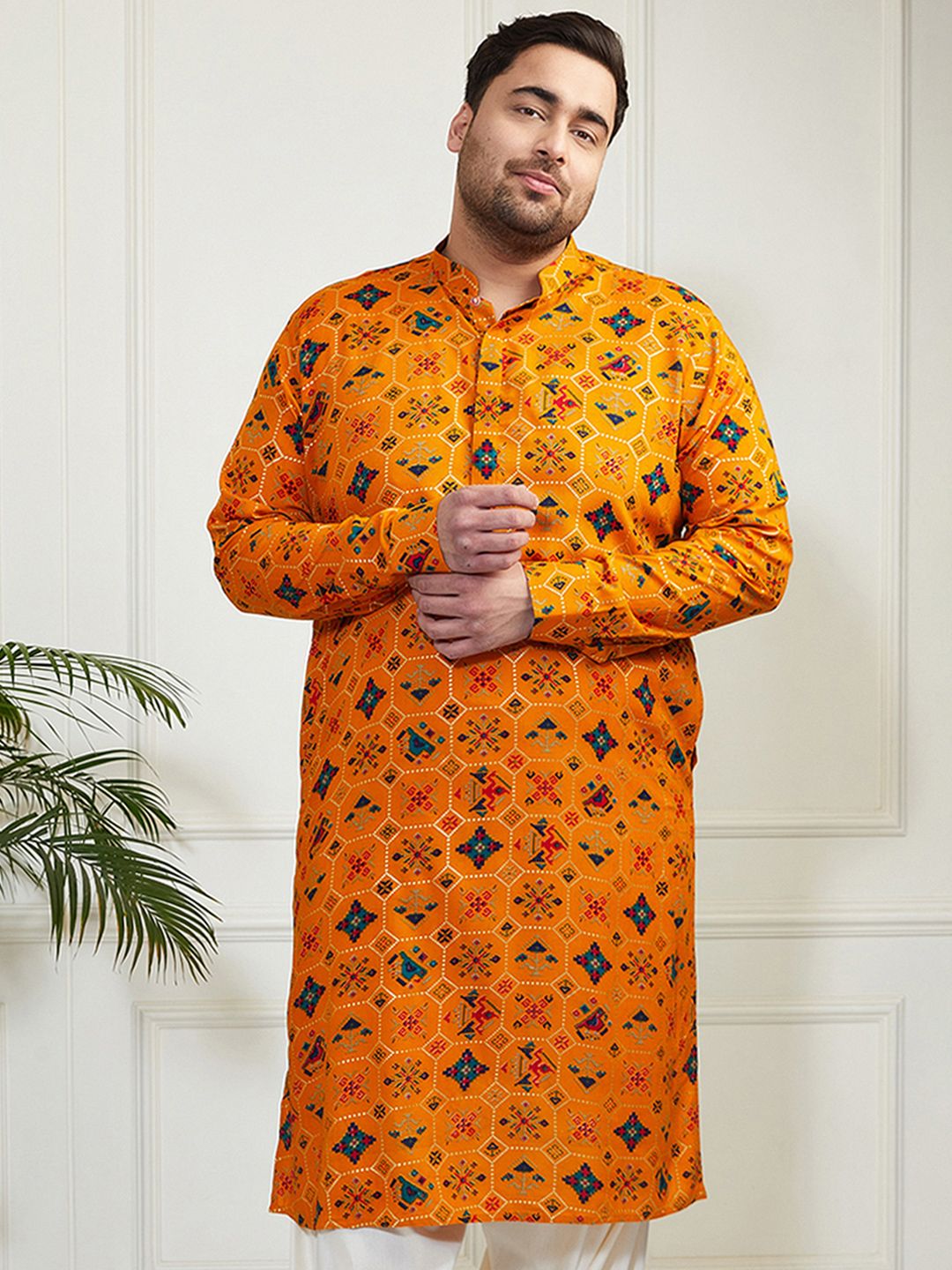 VASTRAMAY Ethnic Motifs Printed Mandarin Collar Straight Kurta-picture-18