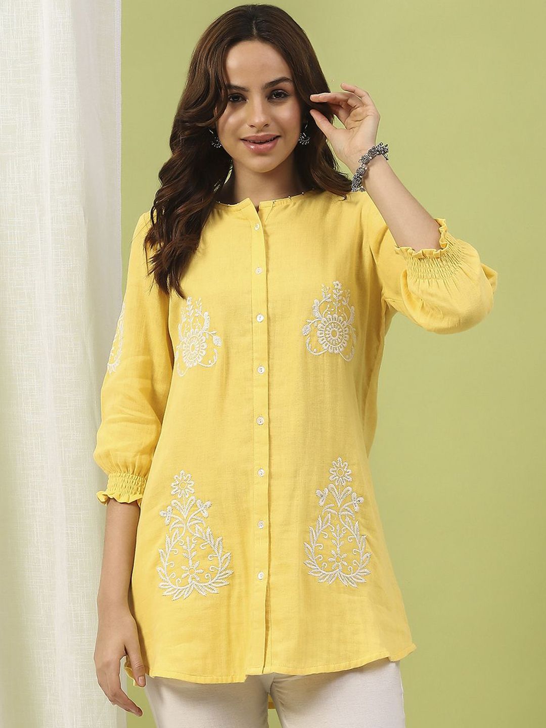 Nayam By Lakshita Women Solid Embroidered Above Knee Cotton Tunic-picture-55