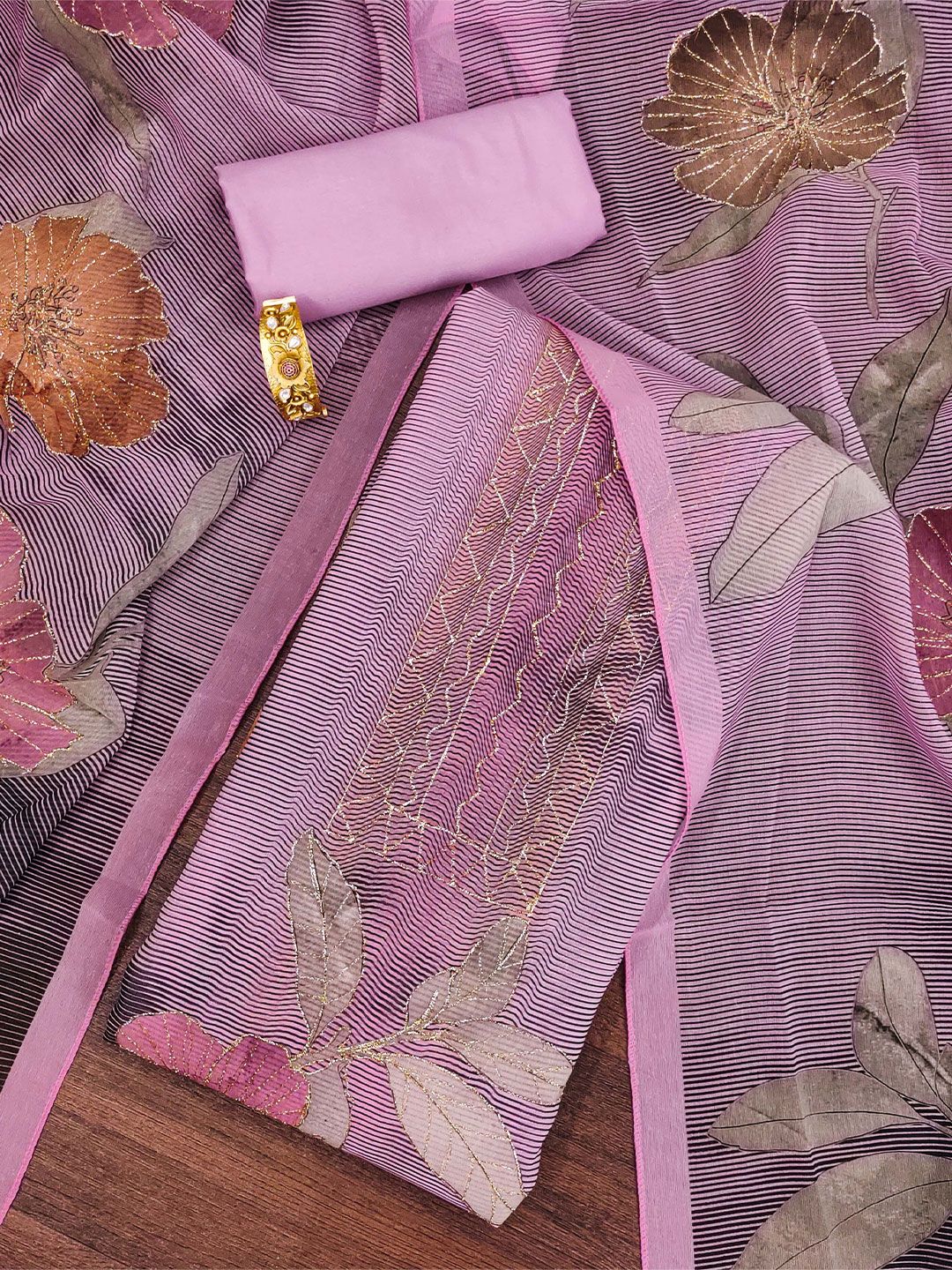 SHADOW & SAINING Floral Printed Organza Unstitched Dress Material-picture-40